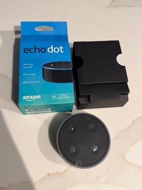 Amazon Echo Dot Smart Speaker - Black with Teal Box